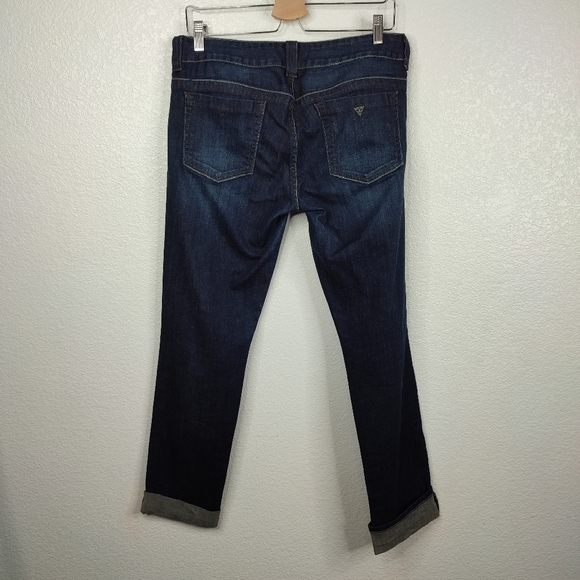 Guess Dark Wash Cuff Hem Boyfriend Denim Jeans 31 Coastal Cottage Mom - Picture 10 of 11